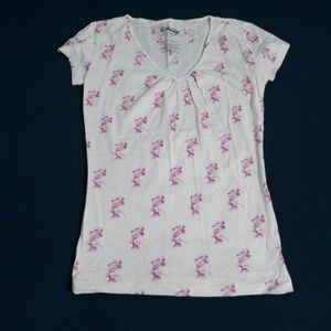Disney Minnie mouse glitter printed v neck tee